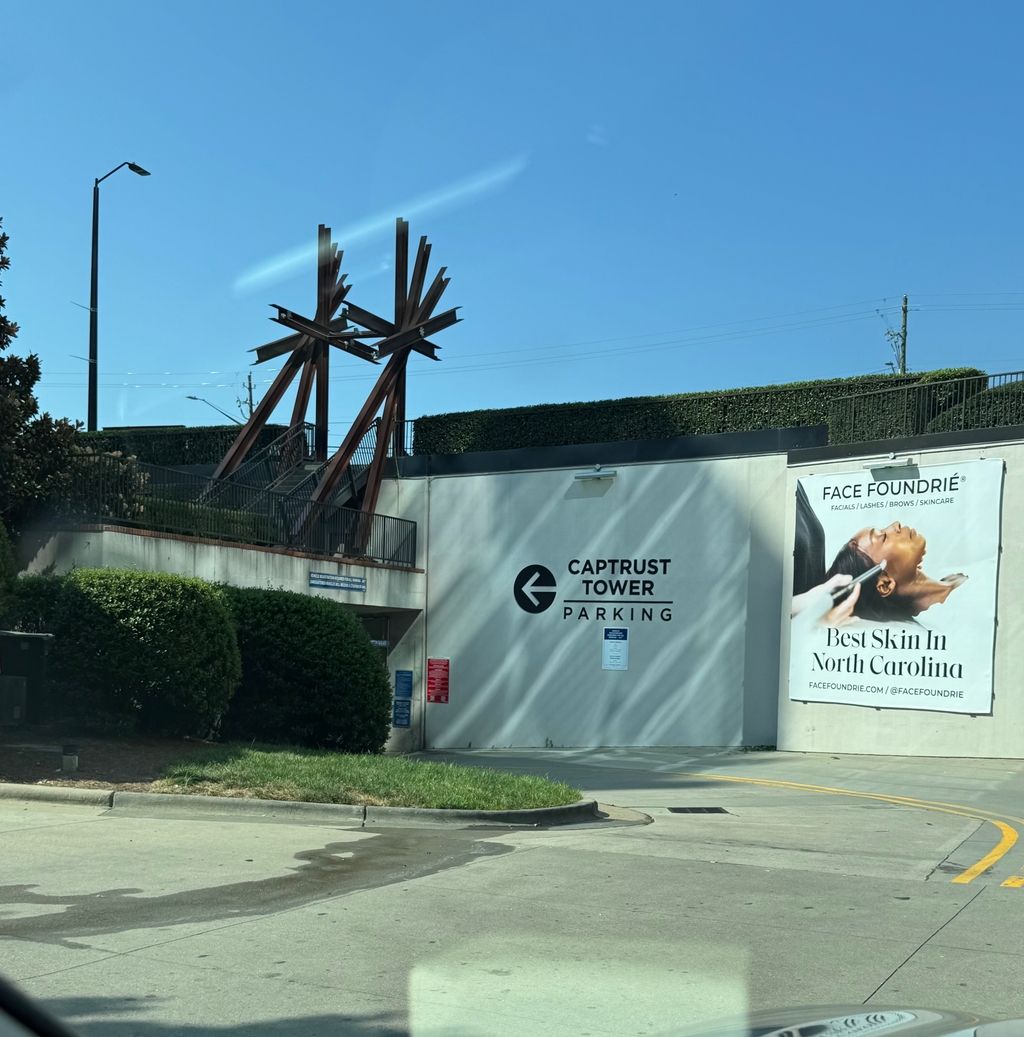 CAPTRUST Tower parking deck entrance sign off Six Forks Road